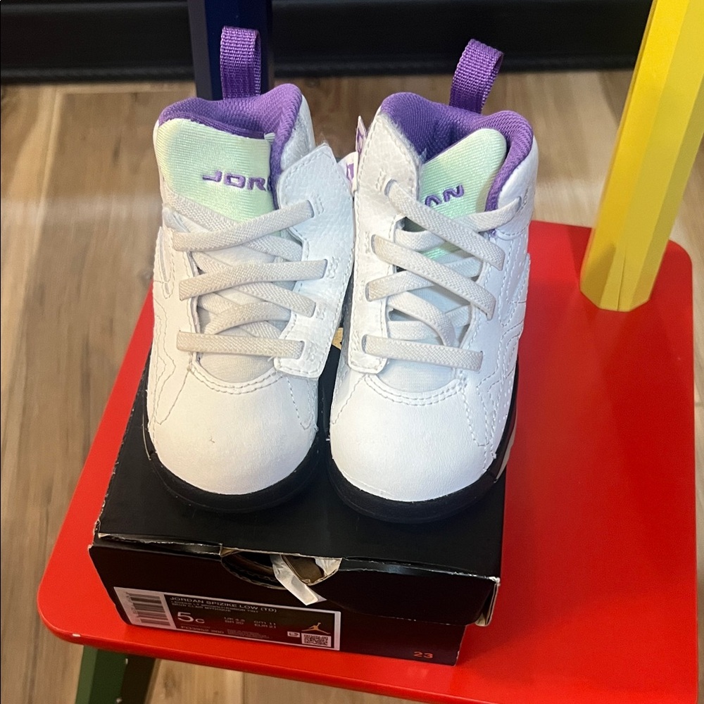 Jordan Kids White and Lavender Sneakers